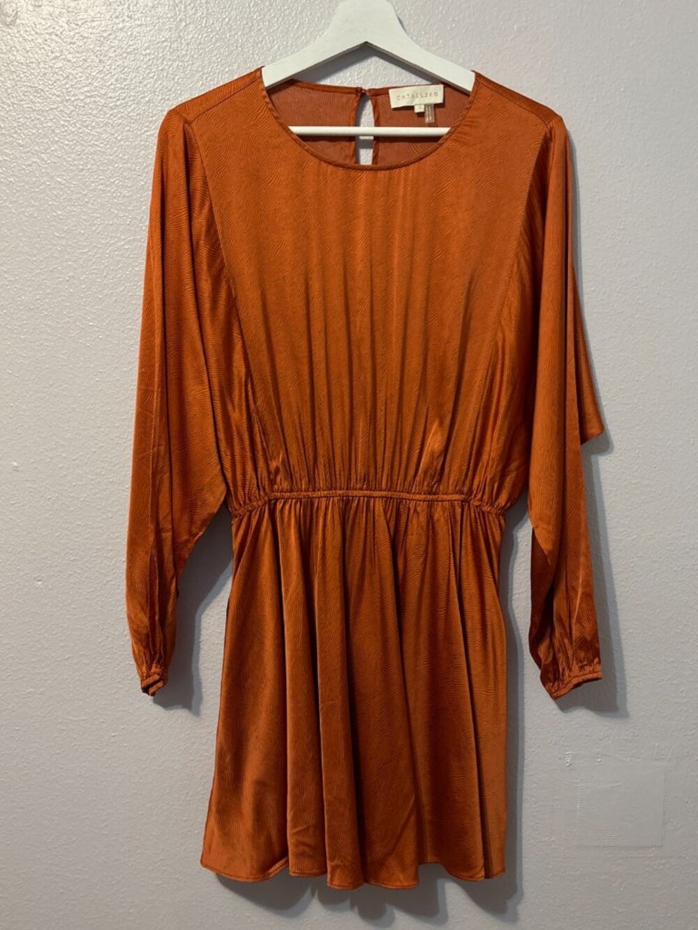 Anthropologie Caballero Long Sleeve Satin Mini Dress – Size Small - Picture 4 of 9